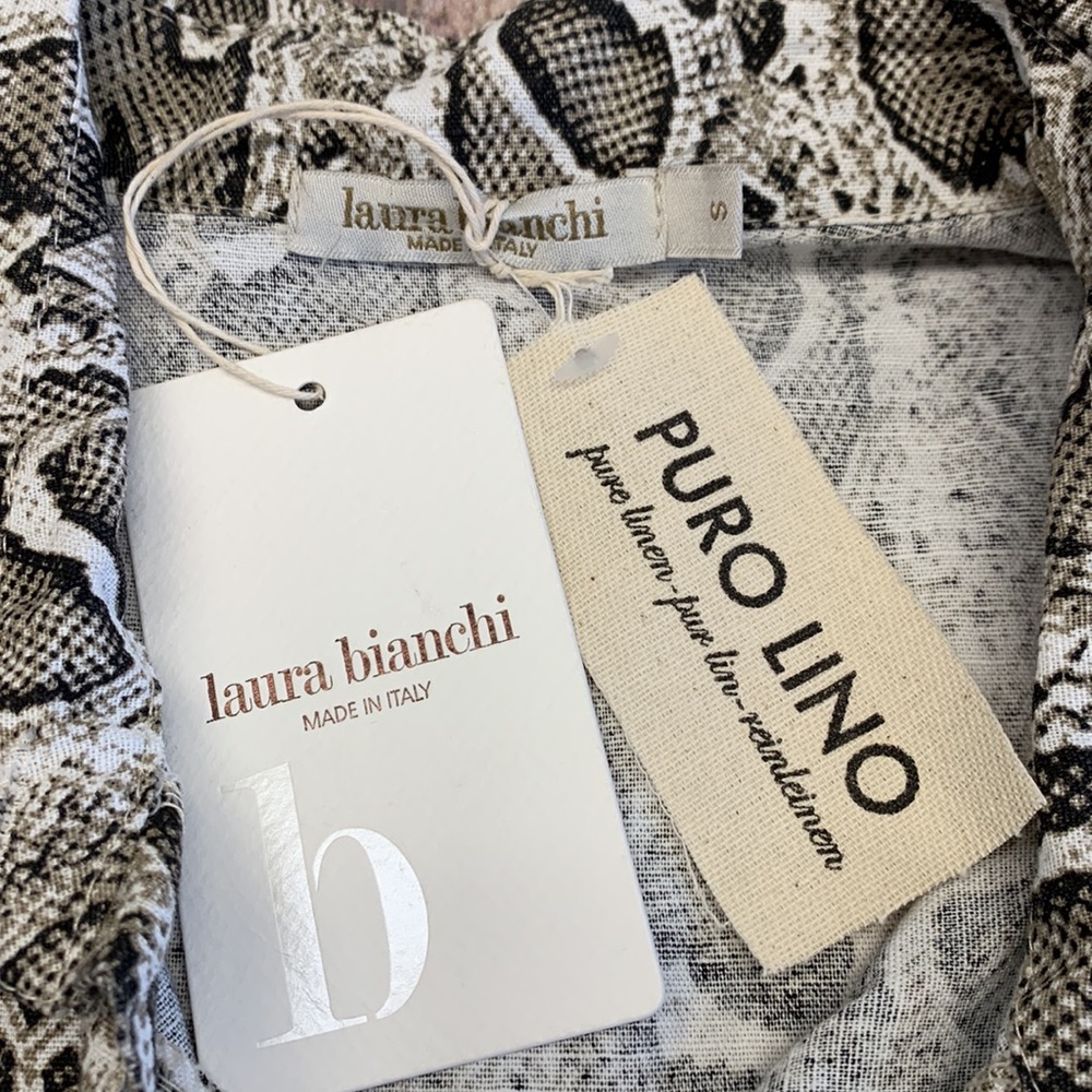 Laura Bianchi 100% Linen Python Print Dress • Sz … - image 7